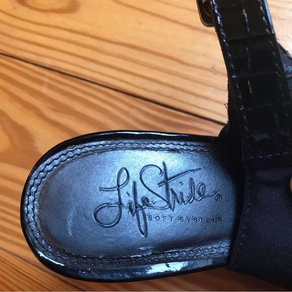 Life Stride Soft System Black Open Toe Heels, EUC, 7.5 - Picture 9 of 15